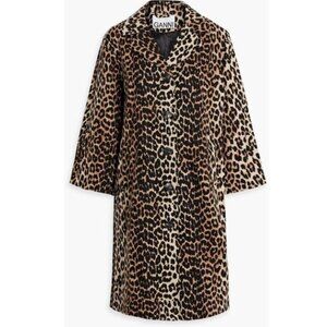 Ganni Linen Cotton Leopard Trench Coat